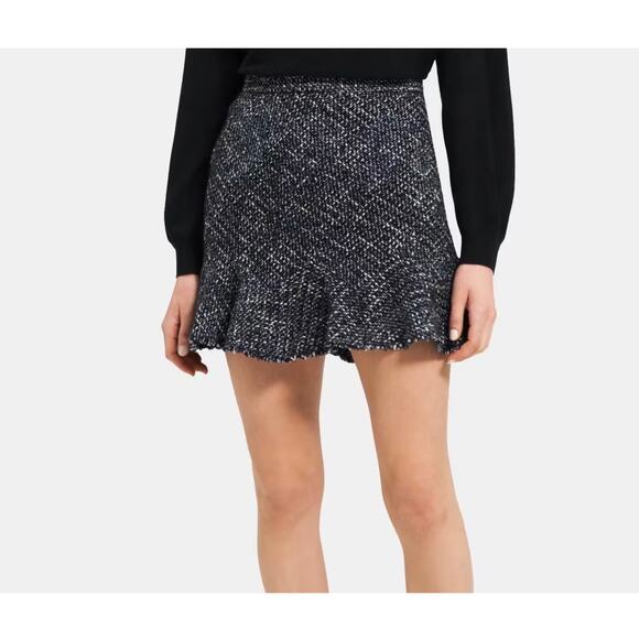 Theory Blue Multi Autumn Tweed Diag Zip Skirt Size 10 NWT - Picture 1 of 5